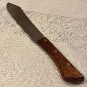 Ekco Eterna Vintage Butcher knife wooden handle straight Sharp Blade EUC
